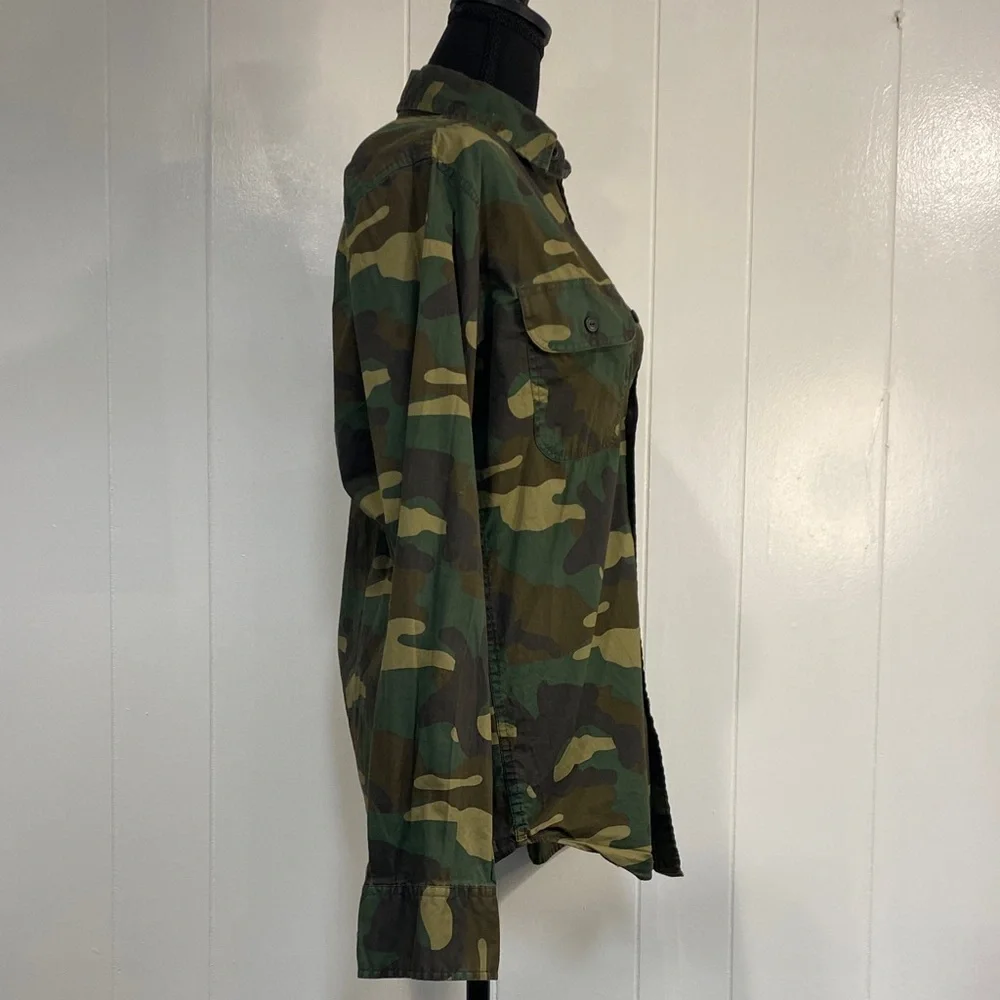 J.Crew Camo Button Up Shirt XS 100% Cotton Utility Military Streetwear